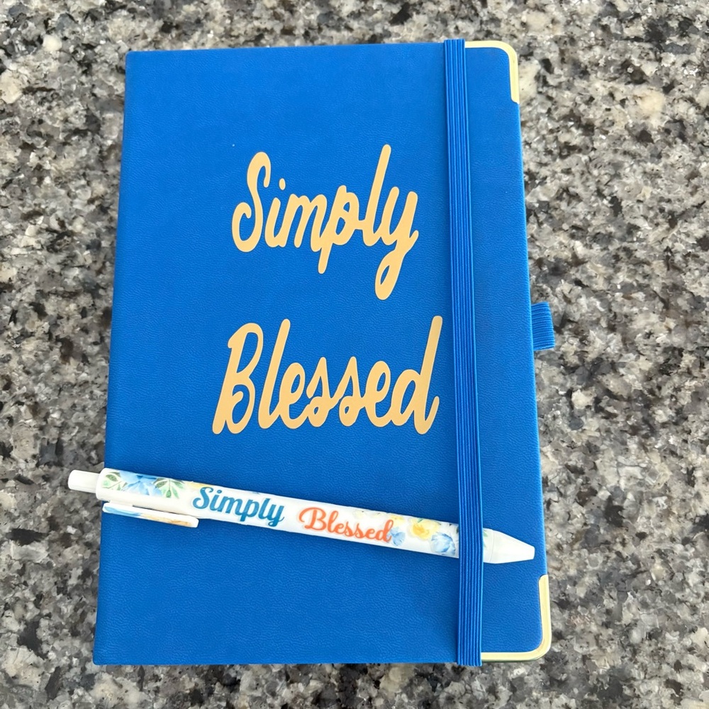 Handmade inspirational journal & matching pen set, “Simply Blessed”